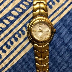 Esq 100502 Mother of Pearl Dial Gold Tone Ladies Watch